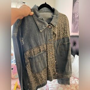 NWOT Leopard Print Denim Jacket - Women's